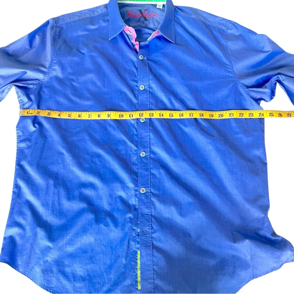 Robert Graham X Tailored Fit Blue Button Down Shirt 2XL Paisley Trim - Picture 9 of 11